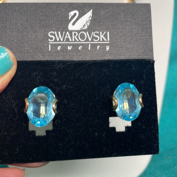 Beautiful Swarovski Necklace and erring set blue huge stones rare new - Picture 2 of 10